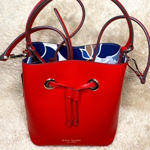 Kate Spade Small Red Eva Breezy Floral Bucket
